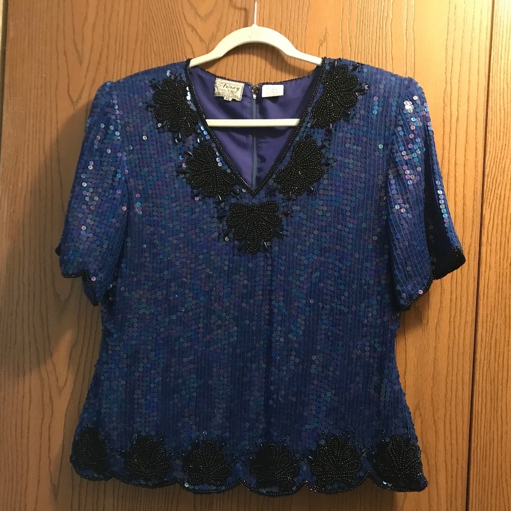 Sequin Short Sleeve Top
